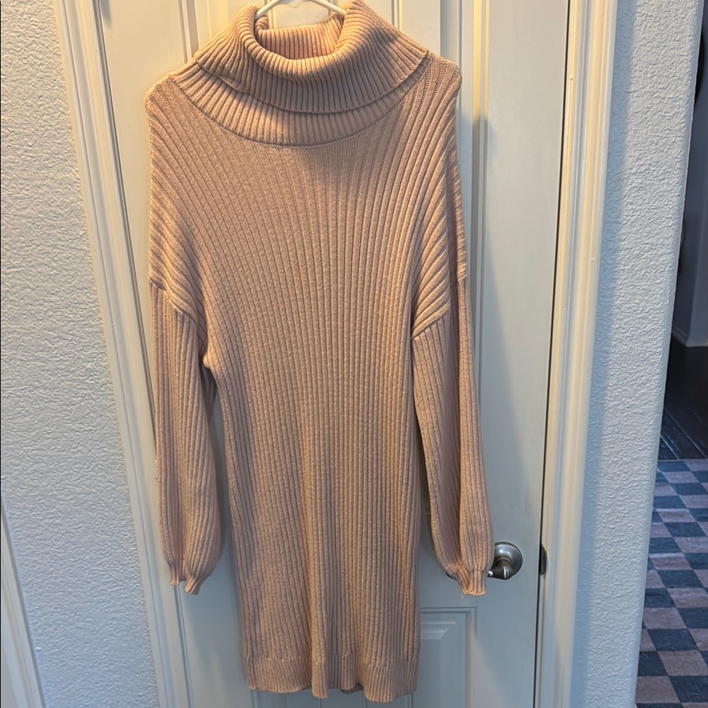 Chic Light Pink Turtleneck Sweater